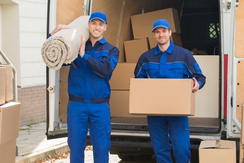 Packed student belongings prepared for a local move