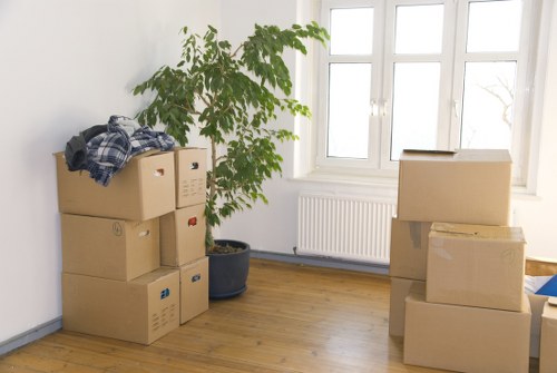 Packed boxes and furniture prepared for local removals in Knightsbridge