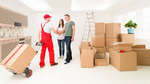 Packed cartons prepared for home or office moving in Knightsbridge
